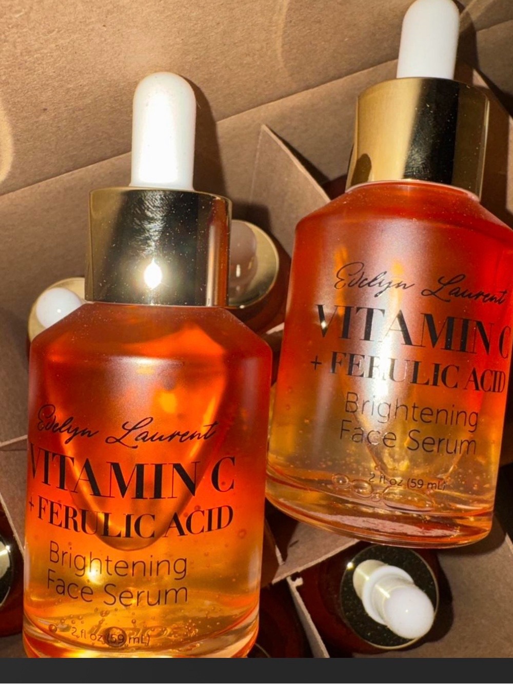 2 bottles-Vitamin C + Ferulic Acid Brightening Face Serum — Orange